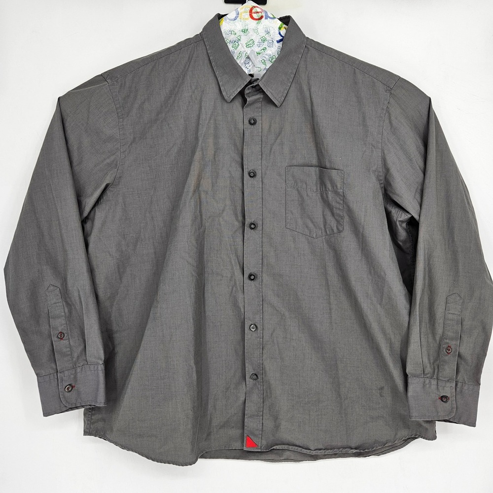 Untuckit Shirt Mens XXXL Button Up Dark Gray Casual Long Sleeve Preppy